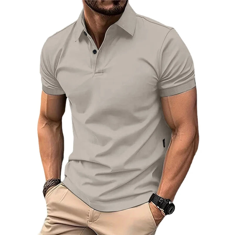 Summer Men's Solid Color Polo Shirt Short Sleeve