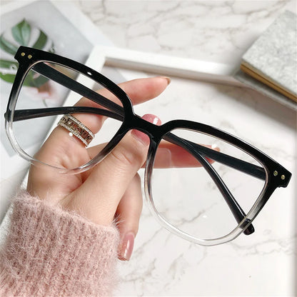Large Square Frame Anti-Blue Light Glasses Fashion Retro Men Women Computer Gaming Eye Protection Classic Plain Glass Spectacles