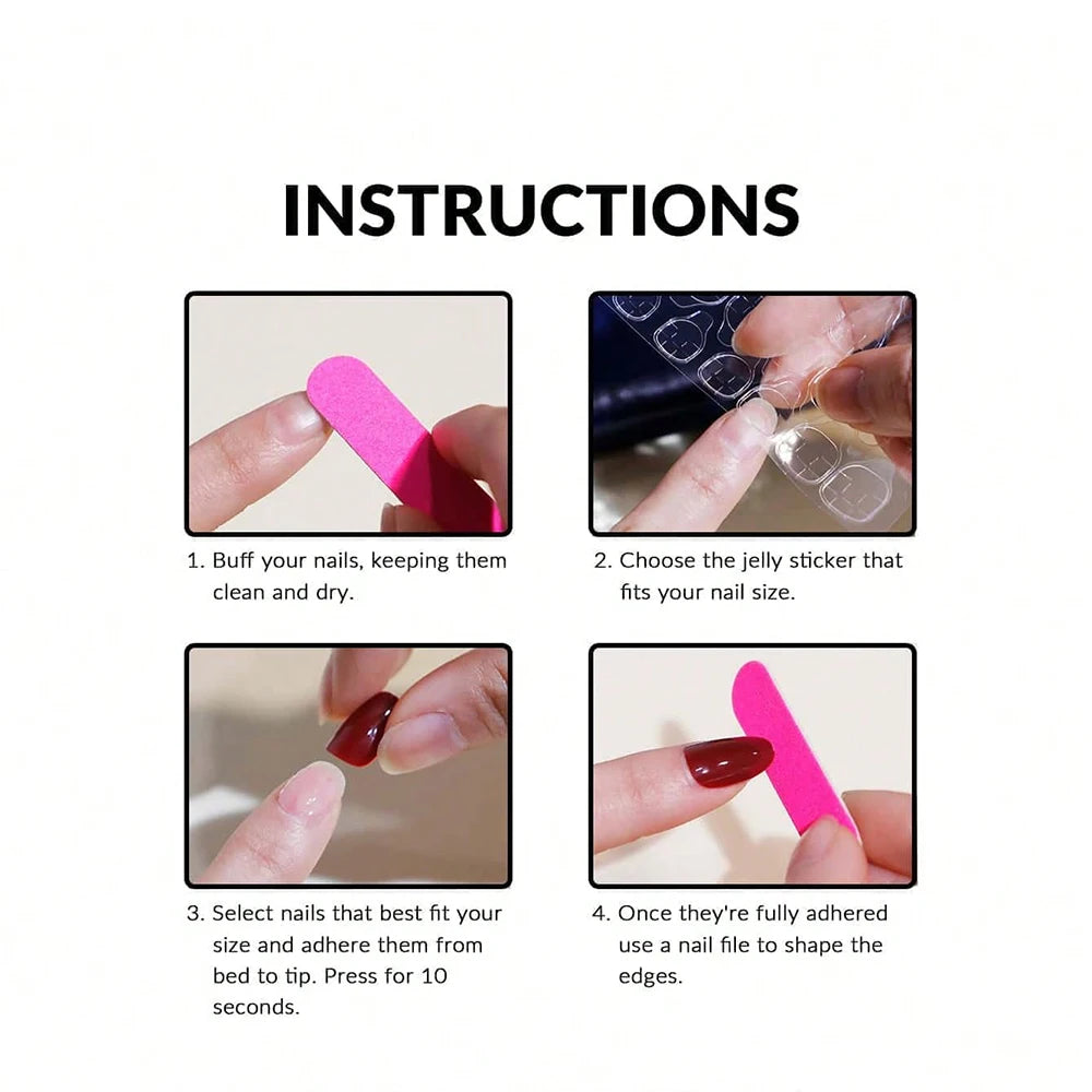 ARTAUG 24PCS Press On Nails Short Almond Wine Red High Saturation Fake Press On Nails  Korean Press On Nails Valentine'S Day