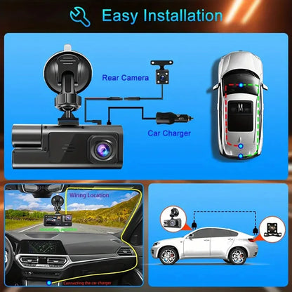 3Camera Dash Cam For Car Camera 1080P Video Recorder