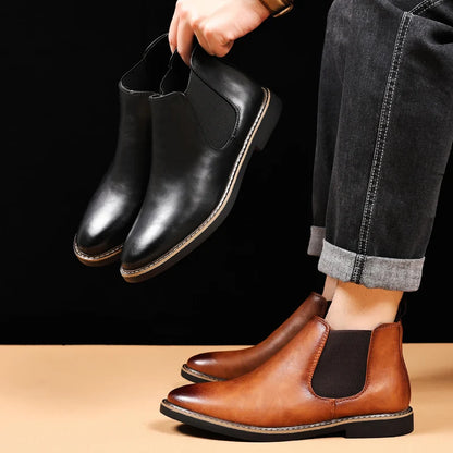 Men Chelsea Boots Brand Retro Comfortable PU Leather