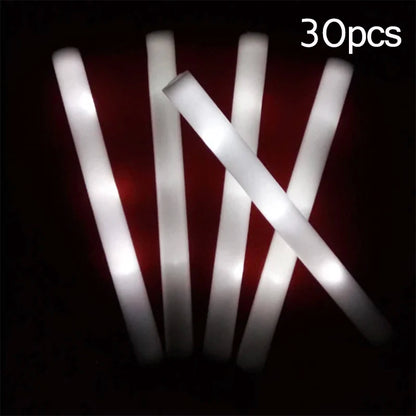 15/30Pcs LED Glow Sticks Bulk Colorful RGB Glow Foam Stick Cheer Tube Dark Light