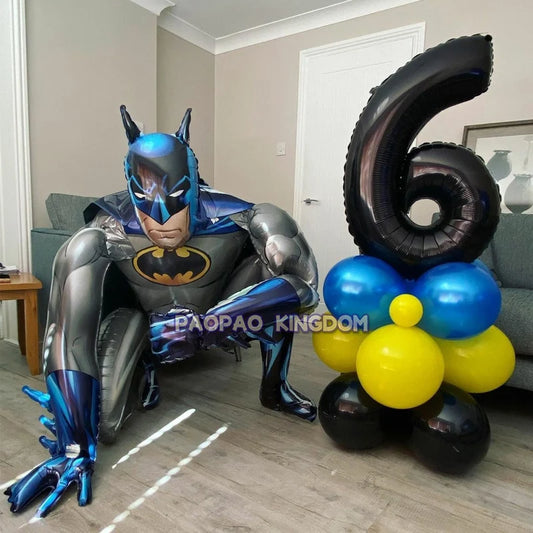 3D Batman Number Aluminum Foil Balloons Set Batman Spiderman Birthday Party Deco