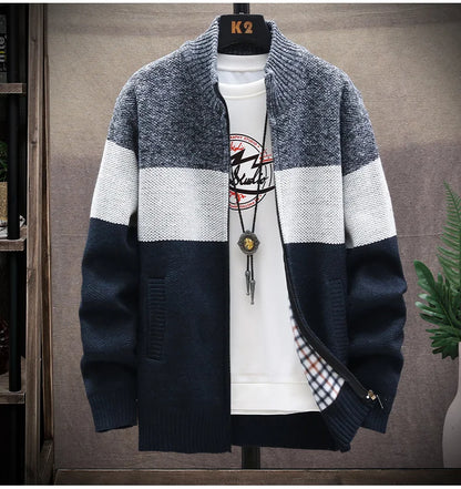 2025 Autumn Winter Cardigan Sweater Men Fleece