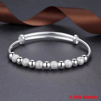 Silver-Color Luxury Beads Bracelets Bangles