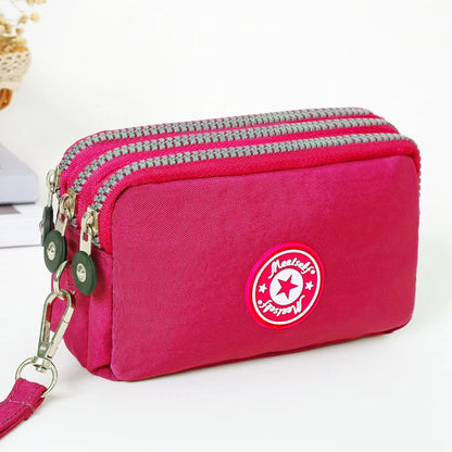 Thickened three-layer long zipper pocket purse Women's handbag Wrist mobile phone bag