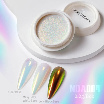 1Box Moonlight Mirror Nail Powder Silver Fine Glitter Metallic Effect Pigment UV Gel Polish Chrome Dust Aurora Nail Decorations