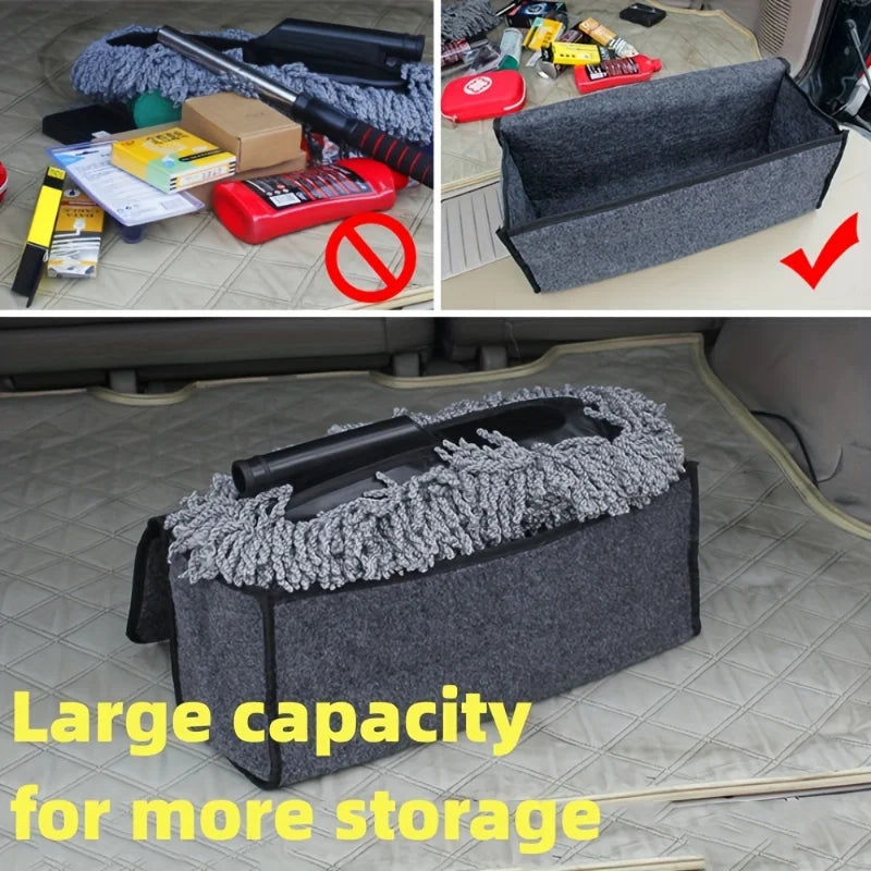 Gray Anti Slip Compartment Boot Storage Organizer Tool Car Storage Bag Car Trunk Organizer Soft Felt Storage Box