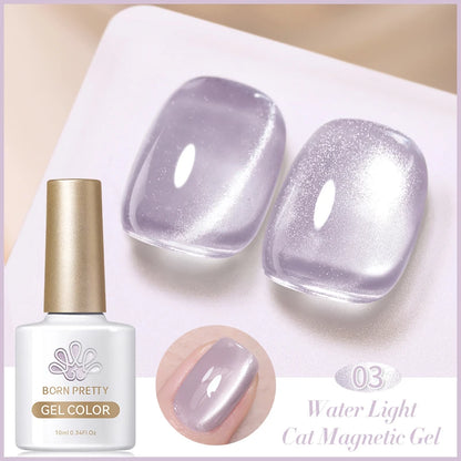 BORN PRETTY 10ml Rainbow Purple Water Light Cat Magnetic Gel Nail Polish Shining Super Sliver-light Holographics Soak Off UV Gel