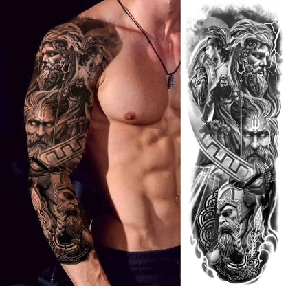 Full Arm Temporary Tattoos Sleeve For Men Women Realistic Fake Tatoos Warrior Lion Tiger Flower Tatoo Sticker Black Totem Maori