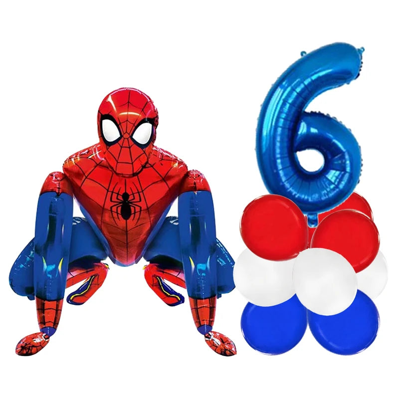 3D Batman Number Aluminum Foil Balloons Set Batman Spiderman Birthday Party Deco