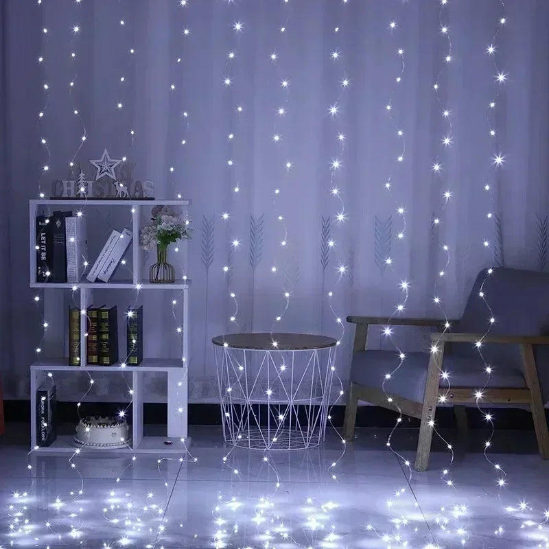 USB Curtain LED String Lights 3/4/6M Remote