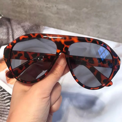 vintage oversized one piece gradient sunglasses women new fashion leopard print elegant sun glasses ladies trendy cat eye shades