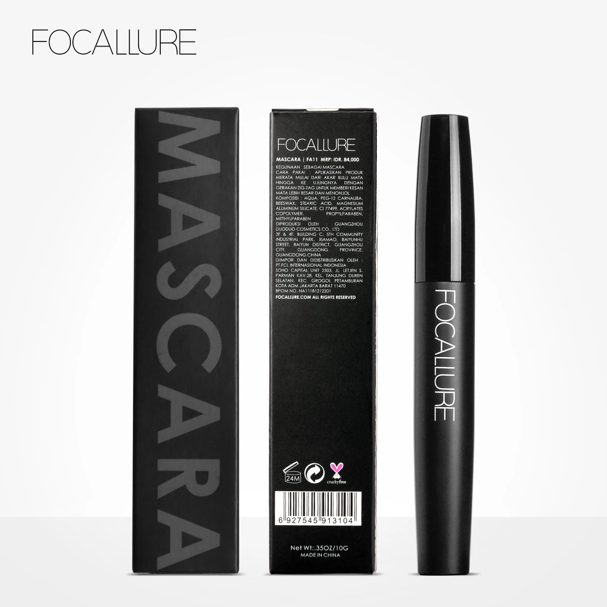 FOCALLURE Curled Lashes Lengthening Black Mascara Waterproof Long-wearing Eyelash Extension