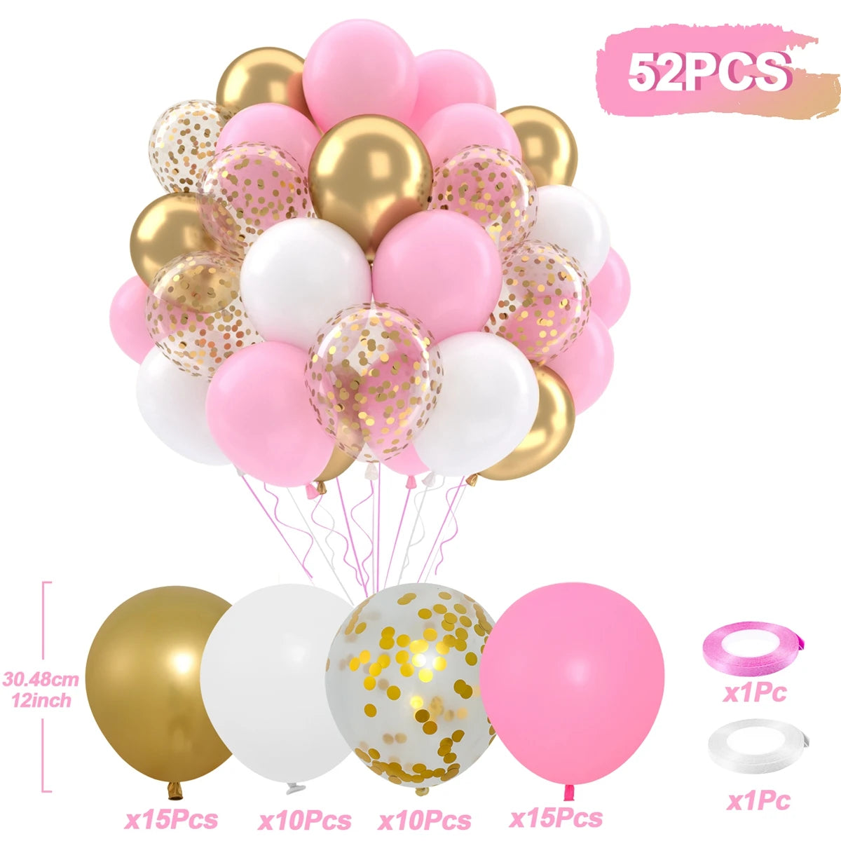 31/36/37/51/101Pcs Metallic Balloons Pearl Latex Balloon Gold Confetti Balloons for Birthday Weddings Baby Shower