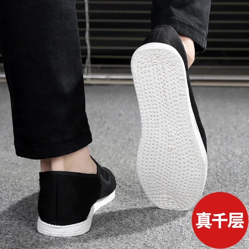 Black multi-layer cotton sole manual Shaolin Monk Wushu Training Shoes