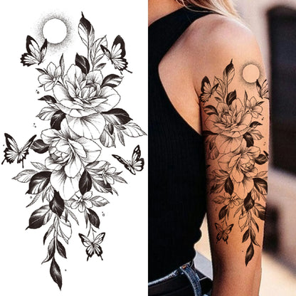 Full Arm Temporary Tattoos Sleeve For Men Women Realistic Fake Tatoos Warrior Lion Tiger Flower Tatoo Sticker Black Totem Maori