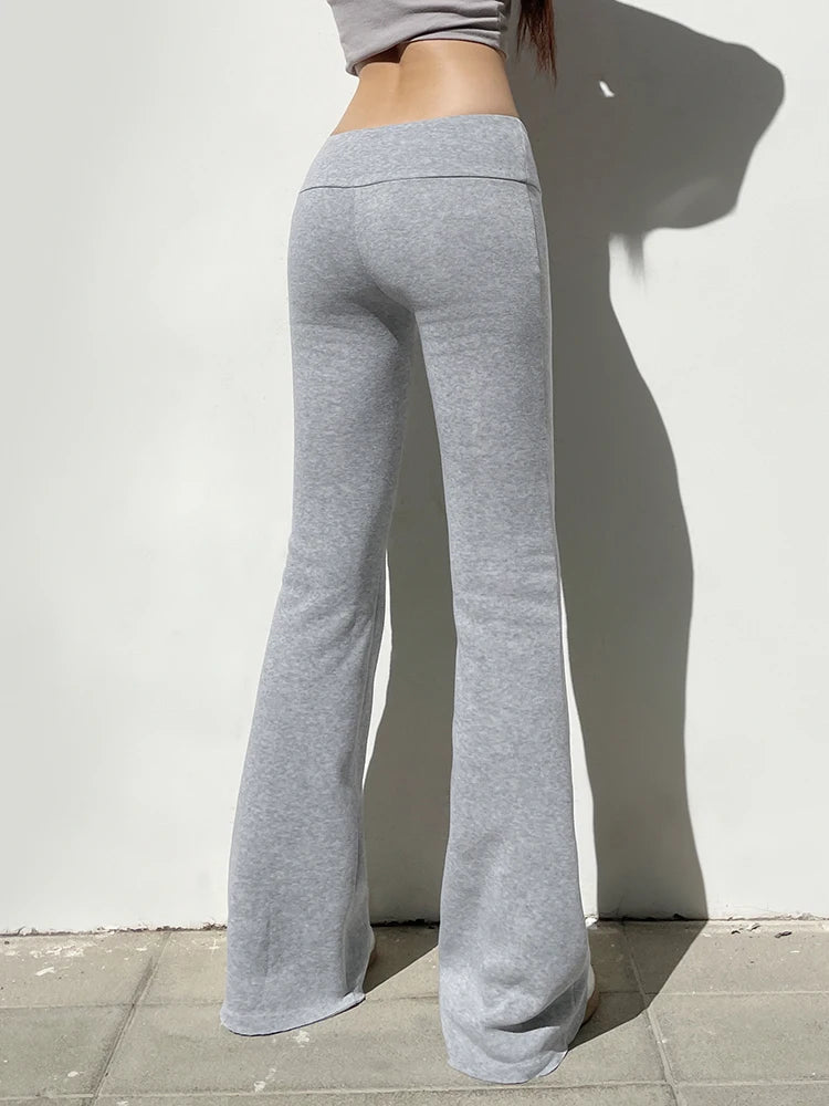 IAMSURE Casual Sexy Basic Solid Flare Pants