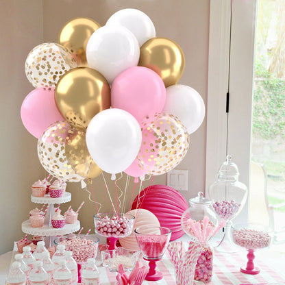 31/36/37/51/101Pcs Metallic Balloons Pearl Latex Balloon Gold Confetti Balloons for Birthday Weddings Baby Shower