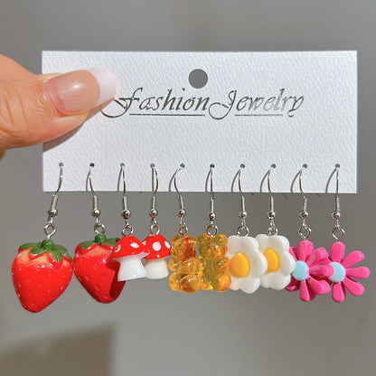 Fashion Sweet Fruit Drink Earrings Set for Women