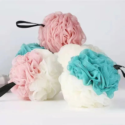 3 PCS Large Bath Balls Color Blocking PE Bath Flower Soft Scrubbing Bubble Net Two Color Bath Flower