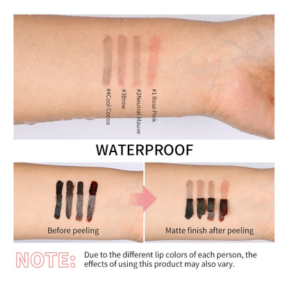 Waterproof Lip Liner Peel Off Tattoo Lipgloss Waterproof Long Lasting Matte Lip Tint Brown Contour