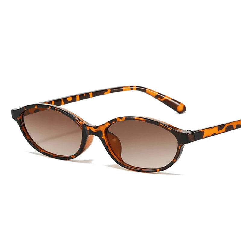 Women's Leopard Brown Sunglasses Fashion Brand Small Frame Sun Glasses Ladies Retro Oval Eyewear Shade Oculus De Sol