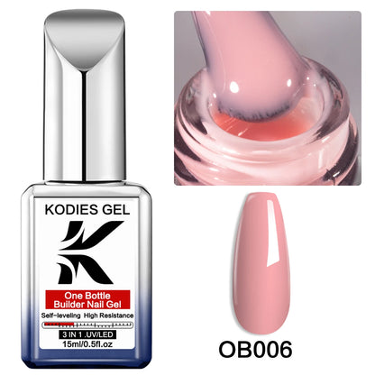 KODIES GEL Builder Nail Gel in a Bottle Milky Pink 15ML Brush on Builder Extension Gel Polish Soak Off French Manicure Hard Gel
