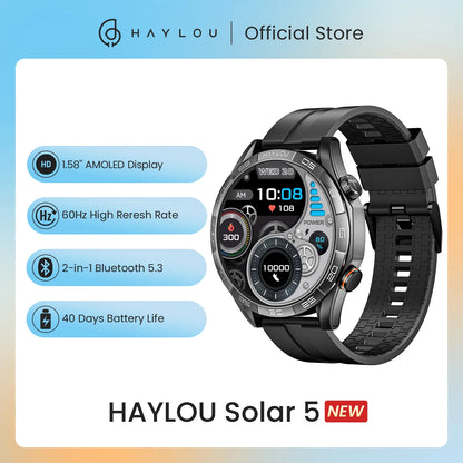 HAYLOU Solar 5 Voice Calling Smartwatch 1.58'' AMOLED Display 60Hz Smart Watch