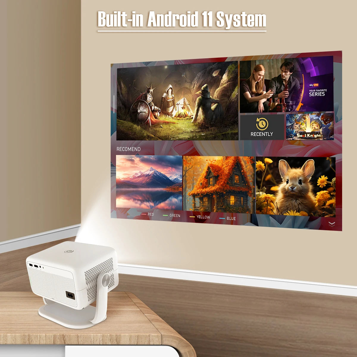 Magcubic Native 1080P 650ANSI 4K Android 11 L018 360° Projector With Auto Keystone Focus