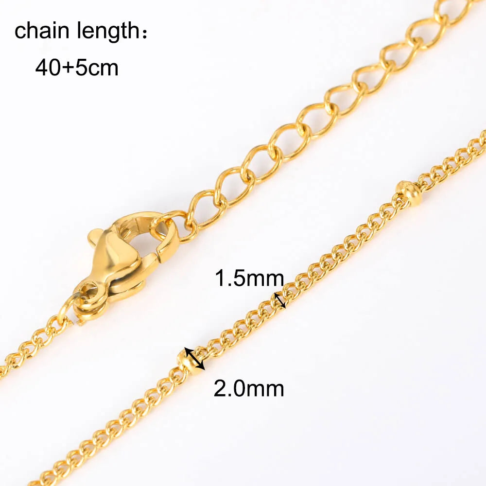 10Pcs/Lot 45cm Stainless Steel Gold Color Chains Necklace For Women