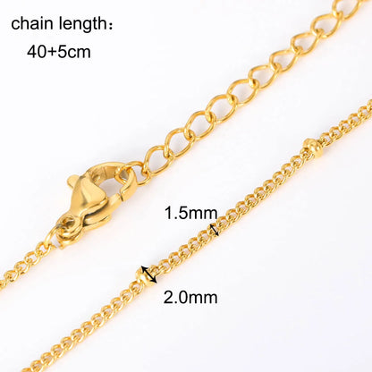 10Pcs/Lot 45cm Stainless Steel Gold Color Chains Necklace For Women