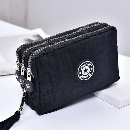 Thickened three-layer long zipper pocket purse Women's handbag Wrist mobile phone bag