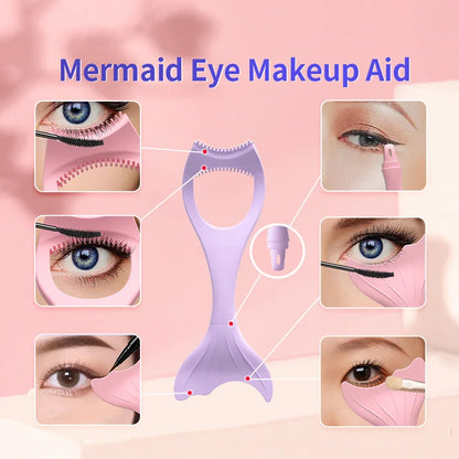 1PC Reusable Silicone Eyeliner Stencil Winged Tip Eyeliner Aid Eyeshadow Molds Eyelash Guide Template Lazy Quick Makeup Tool