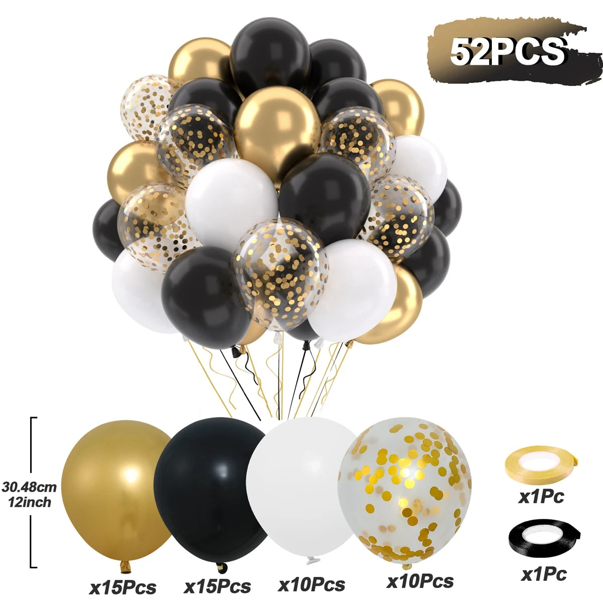 31/36/37/51/101Pcs Metallic Balloons Pearl Latex Balloon Gold Confetti Balloons for Birthday Weddings Baby Shower