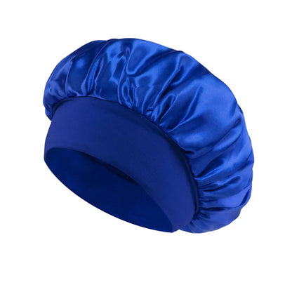 Women Satin Bonnet Hair Bonnet for Sleeping Hair Care Silk Bonnets Solid Wide-brimmed Sleeping Hat with Elastic Soft Band