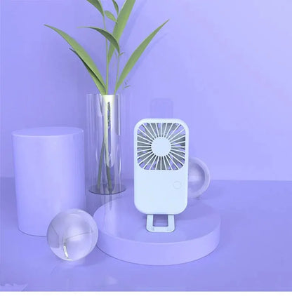 Compact Mini Fan Rechargeable Stand Small Pocket Fan with Three Wind Speeds Powerful Range Long-lasting Fan