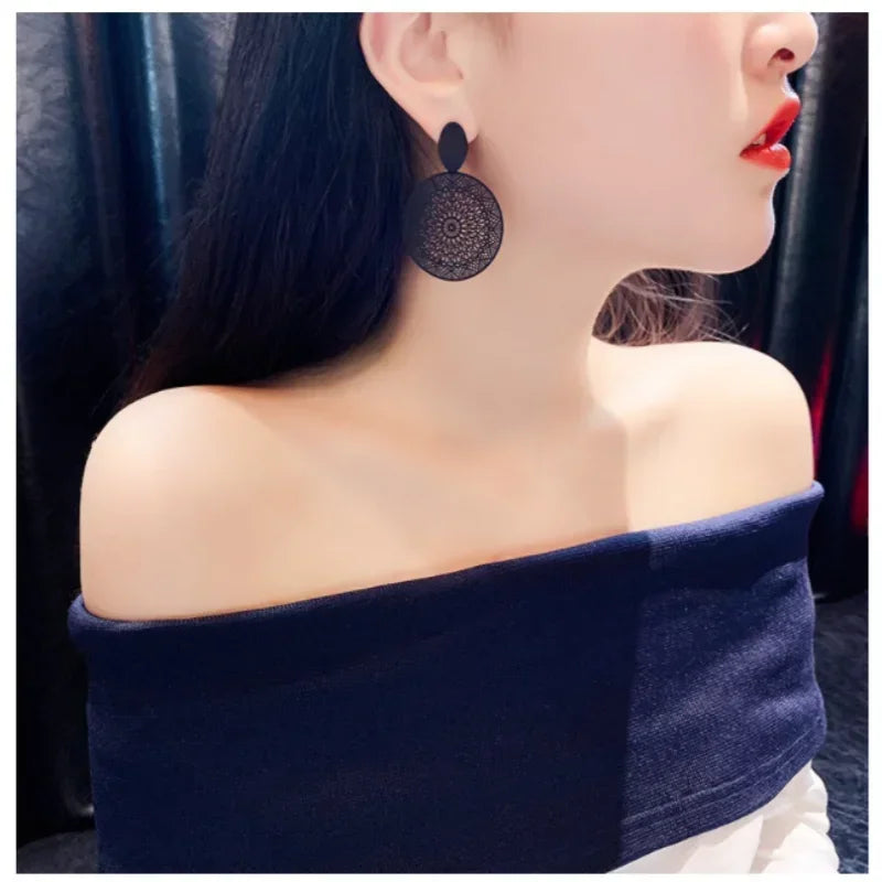 Delysia King 2021 Trendy Black Circle Ear Ring Women