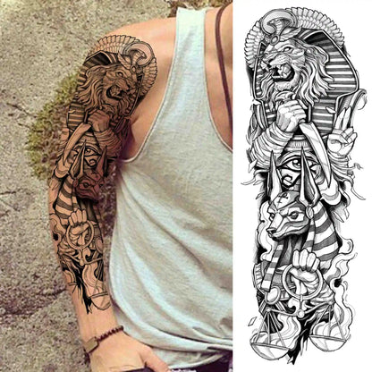 Full Arm Temporary Tattoos Sleeve For Men Women Realistic Fake Tatoos Warrior Lion Tiger Flower Tatoo Sticker Black Totem Maori
