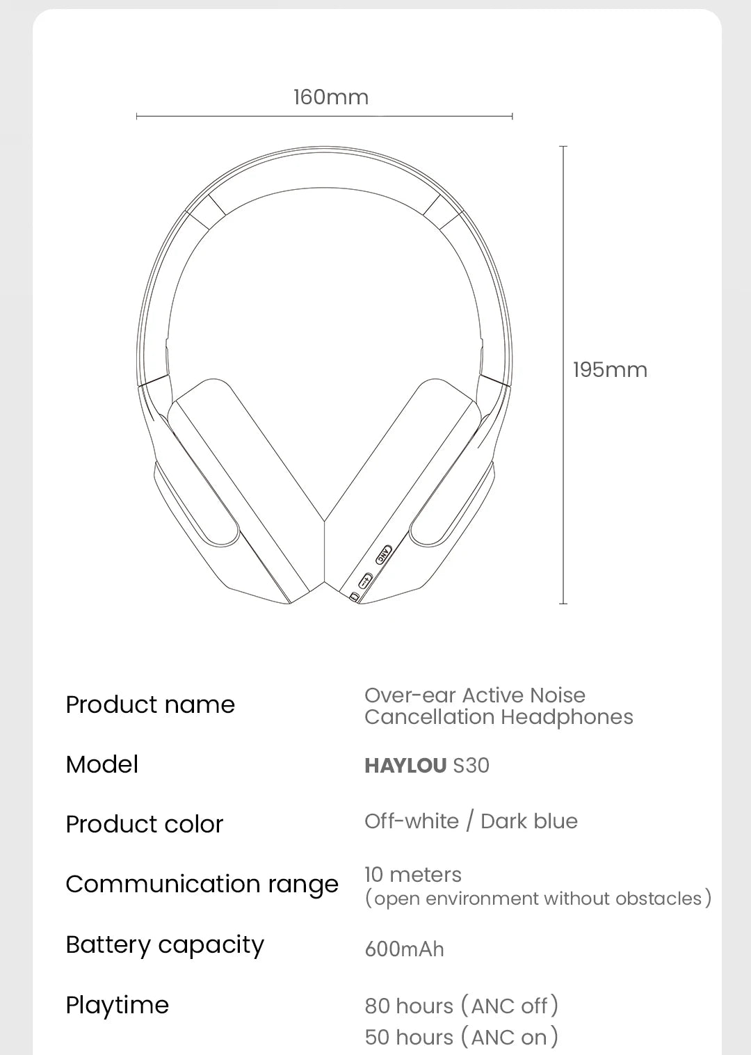 HAYLOU S30 Wireless Bluetooth 5.4 Headphones With Mic Noise Cancelling Headsets