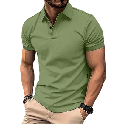 Summer Men's Solid Color Polo Shirt Short Sleeve