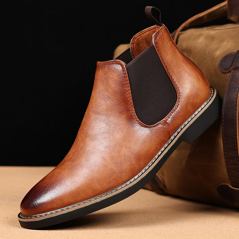 Men Chelsea Boots Brand Retro Comfortable PU Leather