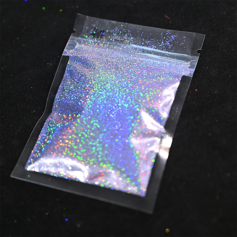 Laser Holographic Rainbow Nail Glitter 0.2MM Sparkly Nails Glitter Powder 10G/5G Dazzling Glitter Dust DIY Nail Art Decoration