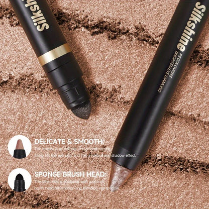 PECOLOVERS Champagne Brown Metallic Eyeshadow Stick - Waterproof, Long-Lasting Glitter Highlighter & Brightening Pencil Crayon