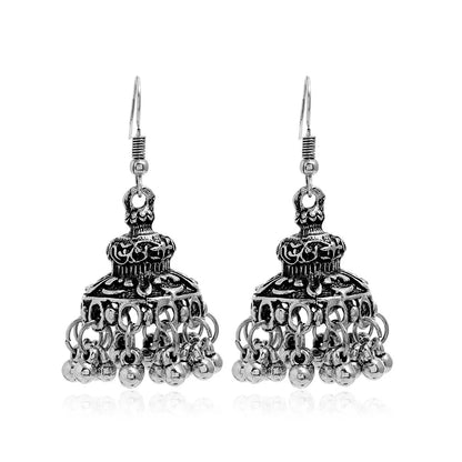 New Fashion Ethnic Style Alloy Retro Carved Beads Tassels Earrings Indian Jhumka