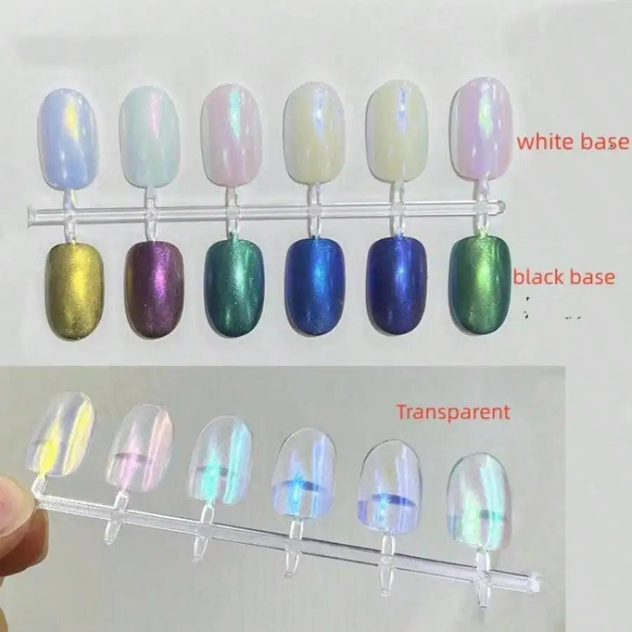 6pcs Shimmering Aurora Nail Powder - Multichrome Metallic Mirror Effect, Chameleon Gel Polish - Transforming Holographic
