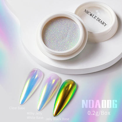 1Box Moonlight Mirror Nail Powder Silver Fine Glitter Metallic Effect Pigment UV Gel Polish Chrome Dust Aurora Nail Decorations