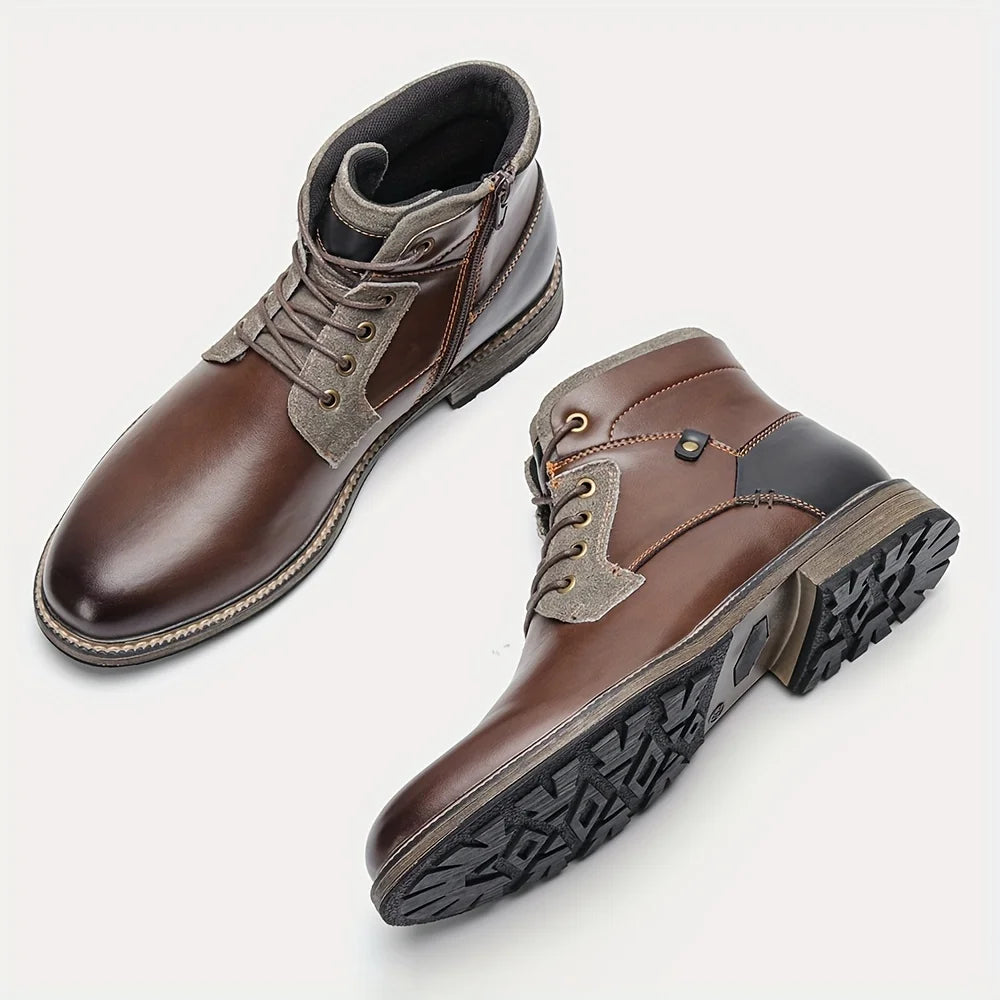 Men's fashionable ankle boots, autumn and winter men's retro short leather boots