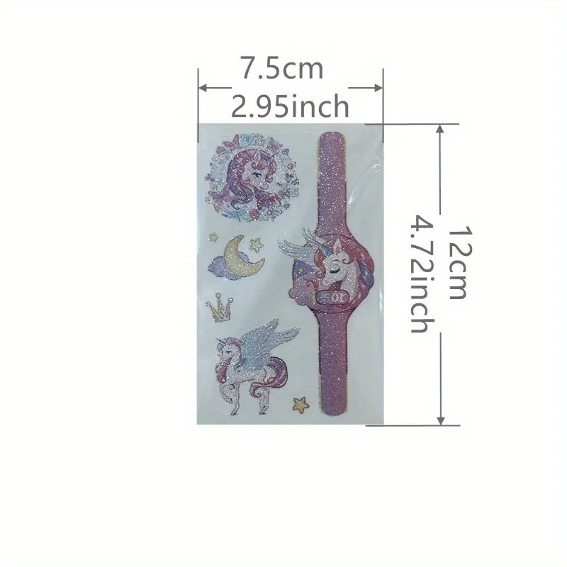 14 Sheets Glittering Unicorn Tattoo Stickers for Personalized Decoration, Temporary Tattoos for Children Kids