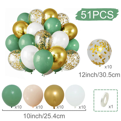 31/36/37/51/101Pcs Metallic Balloons Pearl Latex Balloon Gold Confetti Balloons for Birthday Weddings Baby Shower